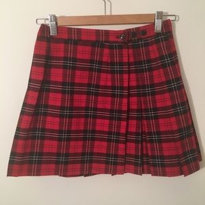 Red and Black Tartan Plaid Pleated Mini Skirt XS/S